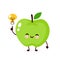 Happy cute apple with lightbulb character