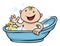 Happy cute baby bath time