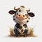 Happy Cute Calves Cartoon Style. Generative AI