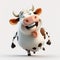 Happy Cute Calves Cartoon Style. Generative AI