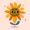 Happy cute cartoon sunflower