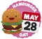 Happy and Cute Cheeseburger and Calendar to Celebrate Hamburger Day, Vector Illustration