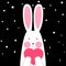 Happy, cute, funny rabbit with heart - winter illustration.