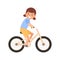 Happy cute girl riding bike. Healthy lifestyle concept. Little child rides bicycle.