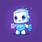 Happy cute healthcare robot holding medication