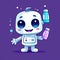 Happy cute healthcare robot holding medication