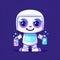 Happy cute healthcare robot holding medication