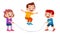 happy cute kid boy and girl play jump rope