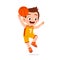 happy cute kid boy play train basketball