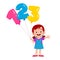 happy cute kid girl holding ballon text