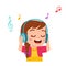 happy cute kid girl listen good music