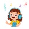 happy cute kid girl listen good music