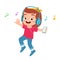 happy cute kid girl listen to music