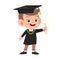 happy cute kid jump graduation vector design