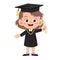 happy cute kid jump graduation vector design