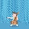 happy cute kid play music cello vector illustration