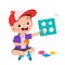 happy cute kids play learn 3d geometry