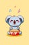 Happy and cute koala playing drum cartoon illustration