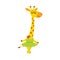 Happy cute little giraffe character, ballet dancer in tutu skirt