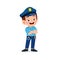 happy cute little kid boy wearing police uniform