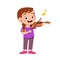 happy cute little kid girl play violin