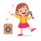 happy cute little kid girl sing a song