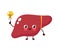 Happy cute liver with lightbulb character