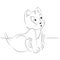 Happy cute outline surprised kitten. Simple cartoon style. Page for art coloring book for kids.