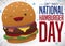 Happy and Cute Patriotic Burger Celebrating National Hamburger Day, Vector Illustration