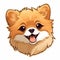 Happy Cute Pomeranian Head Sticker - Cartoon Style Mascot