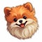 Happy Cute Pomeranian Head Sticker - Cartoon Style Mascot