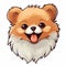 Happy Cute Pomeranian Head Sticker - Cartoon Style Mascot