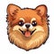 Happy Cute Pomeranian Head Sticker - Cartoon Style Mascot