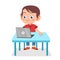 happy cute smart kid play laptop internet