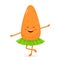 Happy cute smiling funny carrot ballerina.