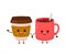 Happy cute smiling funny coffee cups