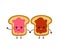 Happy cute smiling funny kawaii toasts