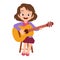 happy cute teen play guitar sing artist