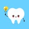 Happy cute tooth with lightbulb character