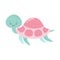 Happy cute turtle with smile on white background, Vector cartoon illustration