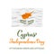 Happy Cyprus Independence Day lettering in English and Greek and wavy flag of Cyprus. Cyprian National holiday on October 1.