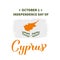 Happy Cyprus Independence Day lettering with grunge flag. Cyprian National holiday on October 1. Vector template for