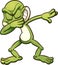 Happy dabbing cartoon frog