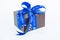 Happy Dad\'s Day ribbon wrapped around a gift box