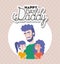 Happy daddy day man son and daughter cartoon vector design