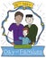Happy Dads with their Son Celebrating International Day of Families, Vector Illustration