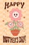 Happy daisy flowers power. Groovy flowerpot. retro character family mom with babys. Nostalgic vertical poster Mothers