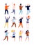 Happy dancers. Party happy people night club crowd dancers stylized characters vector collection