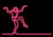 Happy dancing woman - single line drawing with neon vector effect