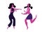 Happy dancing women. Female dancers. vector illustration